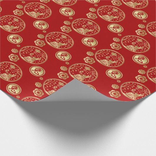 Frohes chinesisches Neujahr des Kaninchens 2023 Geschenkpapier (Ecke)