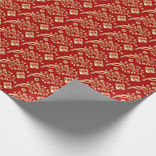 Frohes chinesisches Neujahr des Kaninchens 2023 Geschenkpapier (Ecke)