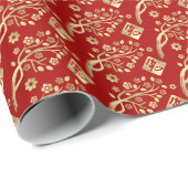 Frohes chinesisches Neujahr des Kaninchens 2023 Geschenkpapier (Rolleneckpunkt)