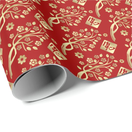 Frohes chinesisches Neujahr des Kaninchens 2023 Geschenkpapier (Rolleneckpunkt)
