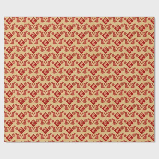 Frohes chinesisches Neujahr des Kaninchens 2023 Geschenkpapier (Flach)