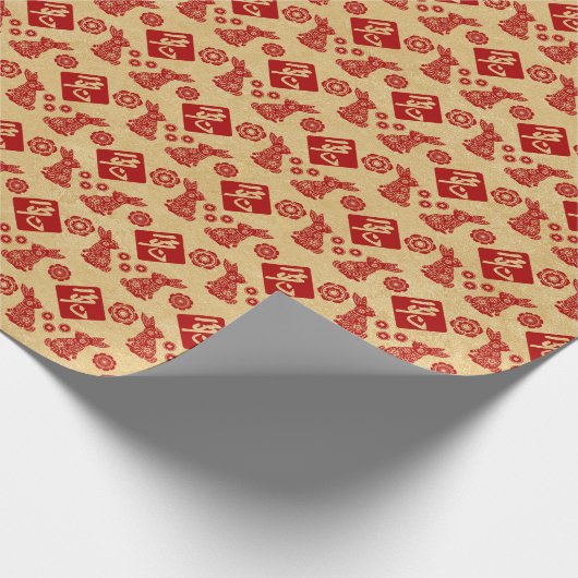 Frohes chinesisches Neujahr des Kaninchens 2023 Geschenkpapier (Ecke)