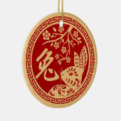 Frohes chinesisches Neujahr des Kaninchens 2023 Keramik Ornament (Rechts)