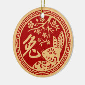 Frohes chinesisches Neujahr des Kaninchens 2023 Keramik Ornament (Links)