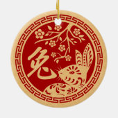 Frohes chinesisches Neujahr des Kaninchens 2023 Keramik Ornament (Hinten)