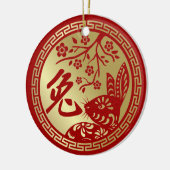Frohes chinesisches Neujahr des Kaninchens 2023 Keramik Ornament (Links)