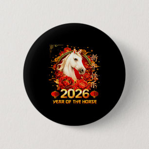 Frohes chinesisches Neujahr des Pferdes 2026 Lunar Button