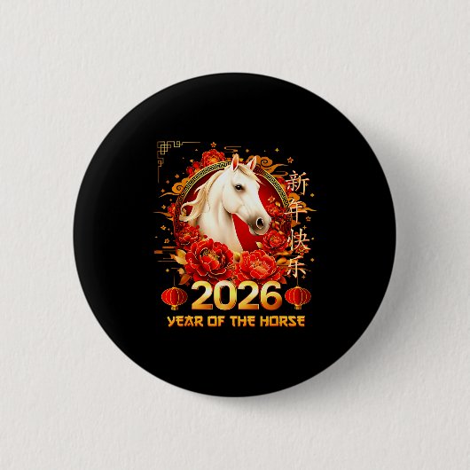 Frohes chinesisches Neujahr des Pferdes 2026 Lunar Button (Vorderseite)