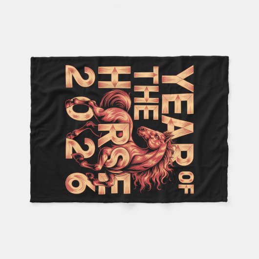 Frohes chinesisches Neujahr des Pferdes 2026 Lunar Fleecedecke (Vorderseite (Horizontal))