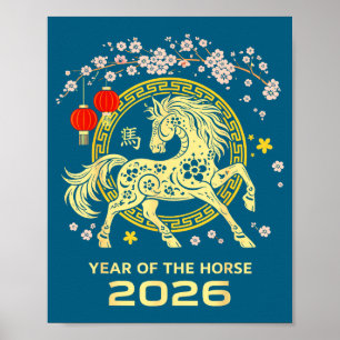 Frohes chinesisches Neujahr des Pferdes 2026 Zod Poster