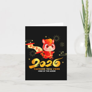Frohes chinesisches Neujahr des Pferdes Cartoon Cu Karte