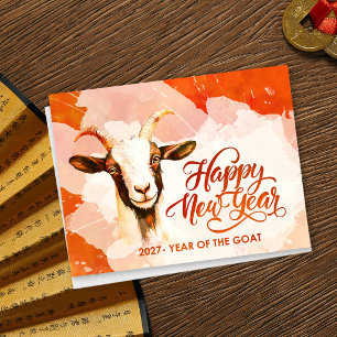 Frohes chinesisches Neujahr des Ziege 2027 Postkarte