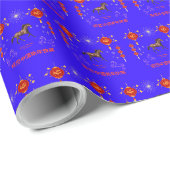 Frohes chinesisches Neujahrsblau Geschenkpapier (Rolleneckpunkt)