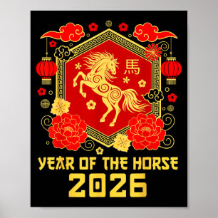 Frohes chinesisches Neujahrsfest des Pferdes 2026  Poster