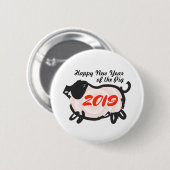 Frohes chinesisches Neujahrsfest des Schweine-Rund Button (Vorne & Hinten)