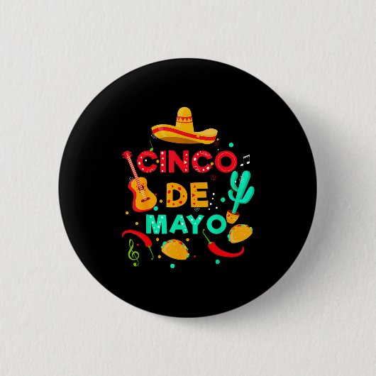 Frohes Cinco de Mayo, lasst uns Mexikanische Party Button (Vorderseite)