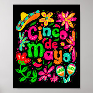 Frohes Cinco de Mayo mexikanischer Sombrero Margar Poster