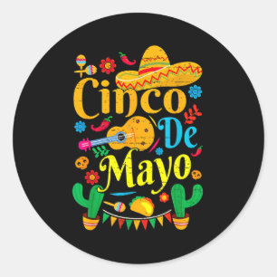 Frohes Cinco de Mayo mexikanischer Sombrero Margar Runder Aufkleber