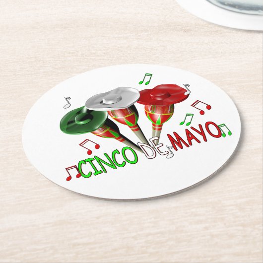 Frohes Cinco de Mayo Runder Pappuntersetzer (Angewinkelt)