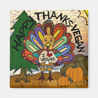Frohes Dank Vegan Erntedankfest Truthahn Magnet