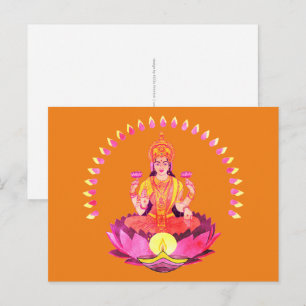 Frohes Diwali - Deepalavi Lakshmi Göttin 1 Postkarte