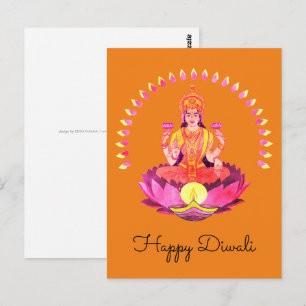 Frohes Diwali - Deepalavi Lakshmi Göttin 1 Postkarte