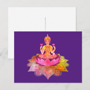Frohes Diwali - Deepalavi Lakshmi Göttin 4 Postkarte