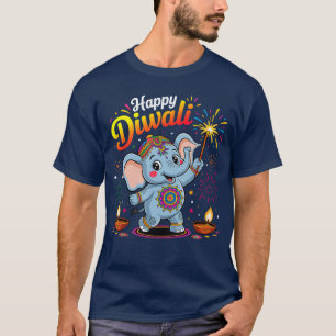 Frohes Diwali Süßer Elefant Festival Lichter Feier T-Shirt