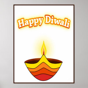 Frohes Diwali und Diya-Lampe Poster