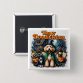 Frohes Doodleween Doodle-Mütter süßes Halloween-Hu Button (Vorne & Hinten)
