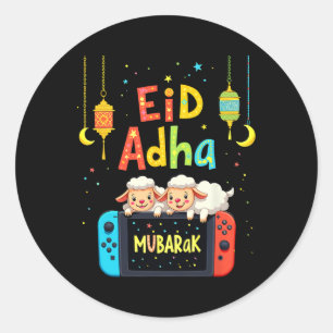 Frohes Eid Mubarak Gaming für muslimische Gamer-Ki Runder Aufkleber