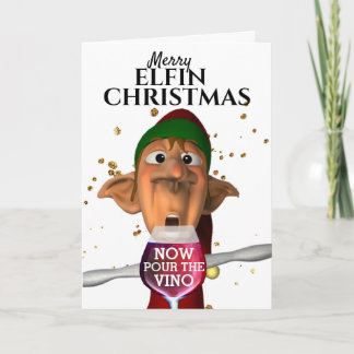 Frohes elfin Weihnachten putzt jetzt den Vinospass Karte