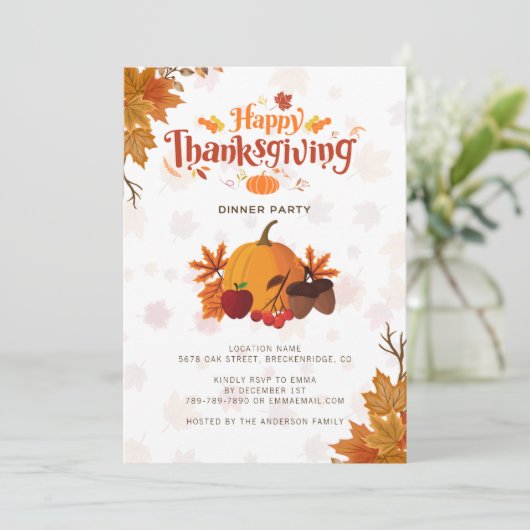 Frohes Erntedankfest Abendessen Herbstfest Einladung (Stehend Vorderseite)