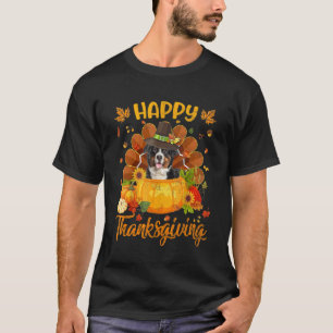 Frohes Erntedankfest Berner Sennenhund Truthahn Kü T-Shirt