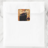 Frohes Erntedankfest Black Cat Herbst Herbst Quadratischer Aufkleber (Tasche)