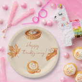 Frohes Erntedankfest Blätter Creme Kürbiskuchen Pappteller (Party)