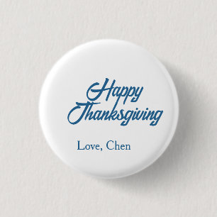 Frohes Erntedankfest blau Liebe Name Feiertag Wint Button