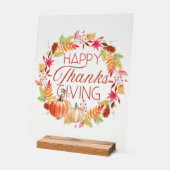 Frohes Erntedankfest Blumenzerfall Wreath Acrylschild (Winkel)