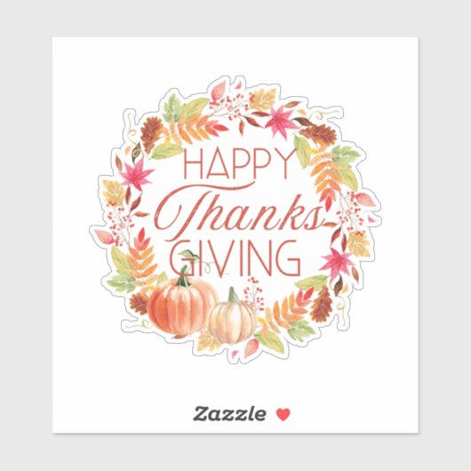 Frohes Erntedankfest Blumenzerfall Wreath Aufkleber (Blatt)