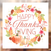 Frohes Erntedankfest Blumenzerfall Wreath Fensteraufkleber (Blatt 2)