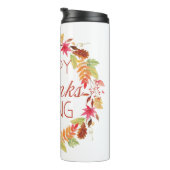 Frohes Erntedankfest Blumenzerfall Wreath Thermosbecher (Nach rechts gedreht)