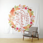 Frohes Erntedankfest Blumenzerfall Wreath Wandteppich (Beispiel (Horizontal))