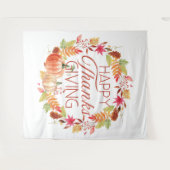 Frohes Erntedankfest Blumenzerfall Wreath Wandteppich (Vorderseite (Horizontal))