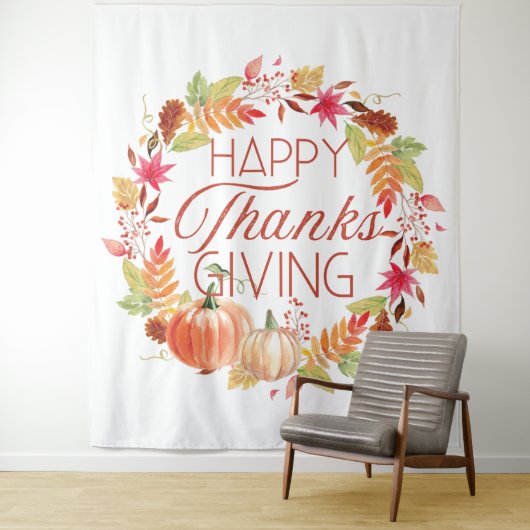 Frohes Erntedankfest Blumenzerfall Wreath Wandteppich (Beispiel)