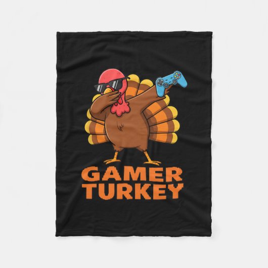 Frohes Erntedankfest Dabbing Gamer Truthahn Fleecedecke (Vorderseite)