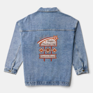 Frohes Erntedankfest Dankbar & Gesegnet Retro-Schi Jeansjacke