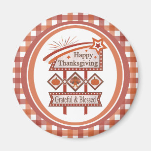 Frohes Erntedankfest Dankbar & Gesegnet Retro-Schi Magnet