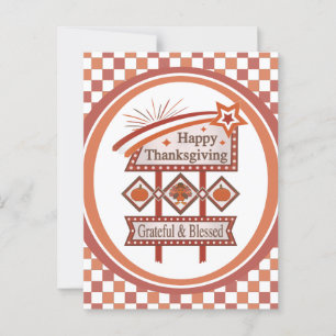 Frohes Erntedankfest Dankbar & Gesegnet Retro-Schi Postkarte