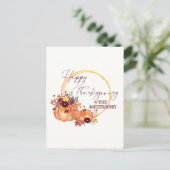 Frohes Erntedankfest Fall Blumenkürbis und Blätter Postkarte (Stehend Vorderseite)