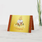 Frohes Erntedankfest Fall Floral Pumpkin Gelb Karte (Vorderseite)